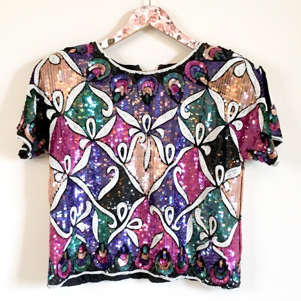 Vintage Sequin Short Sleeve Jean for Joseph Le Bon